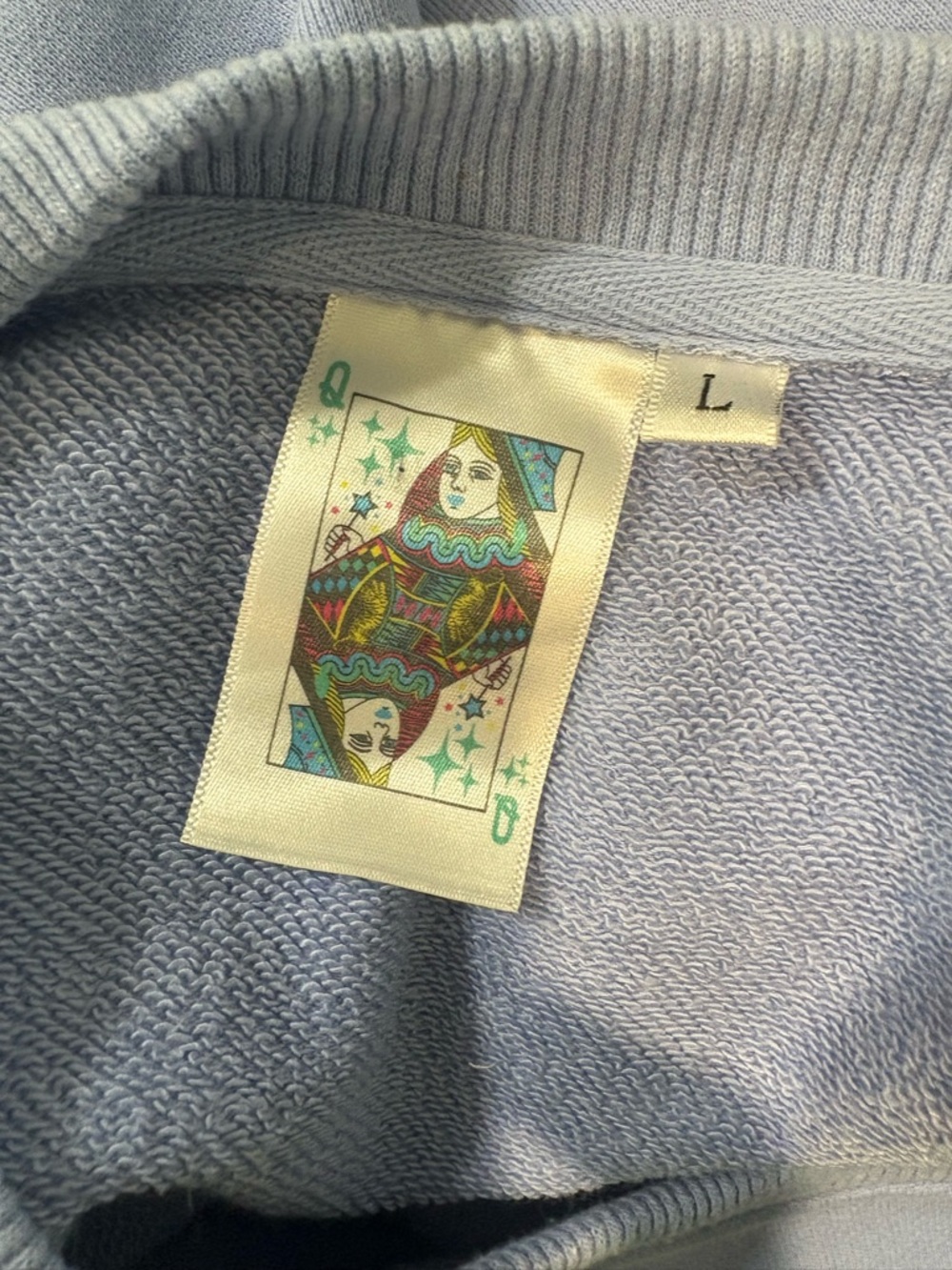 QUEEN OF SPARKLES Babyblue Sequin Butterfly Sweatshirt Sz L - Picture 10 of 15